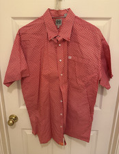 Cinch Men's Short Sleeve Button-Down Western Shirt, Blue/Yellow Geometric Diamond Print, Size XXL — listing 5