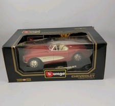 Bburago 1957 Chevrolet Corvette 1:24 Scale Diecast Model, Cream/Red — listing 4
