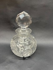 Antique Cut Glass Perfume Bottle with Faceted Stopper 4in — listing 2