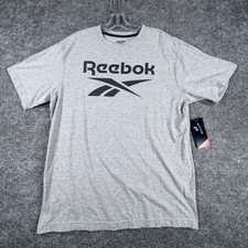 Reebok Men's Gray Heather Short Sleeve Logo T-Shirt, Size S — listing 2