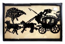 Antique Hand-Cut Paper Silhouette (Scherenschnitte) of Courting Couple in Rose Garden, Framed — listing 4