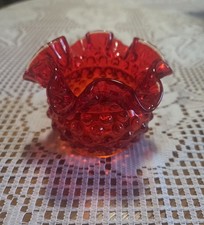 Fenton Amberina Hobnail Glass Victorian Cat Head Boot / Shoe, 5.5 inches
