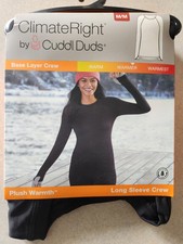 ClimateRight by Cuddl Duds Plush Warmth Fleece-Lined Base Layer Top, Black, Women's M — listing 3