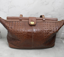 Vintage Brahmin Black Leather Doctor's Frame Bag with Croc-Embossed Trim — listing 2