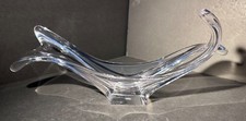 Heavy Clear Crystal Freeform Bowl / Votive Holder with Etched Signature — listing 6