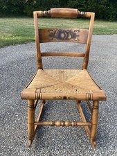 Vintage Hitchcock-Style Stenciled Windsor Rocking Chair Cream Painted