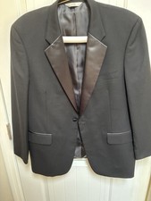 Versini Black 100% Wool 3-Piece Tuxedo with Suspenders, Peak Lapel 44L — listing 4