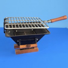 Vintage Tabletop Charcoal Grill with Enamel Bowl and Chrome Cooking Grate — listing 3
