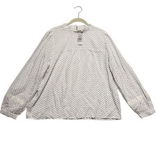 LOFT Outlet Black and White Geometric Print Blouson Top, Size XS — listing 2