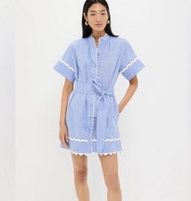 Tuckernuck Chambray Shift Dress with Eyelet Lace Trim, Size M — listing 2