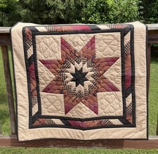 Mary Beiler Amish Hand-Quilted 18x18 Lone Star Miniature Wall Quilt / Patch, Framed — listing 2