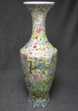 Chinoiserie Tapered Floral Vase with Cobalt Blue and Gold Enamel Decoration — listing 3