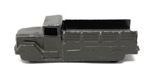 Vintage Die-Cast Military Troop Transport Truck with Rear-Mounted Cannon and Seated Soldier Figures