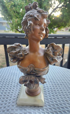 Small Cast Metal Bust of an Art Nouveau Woman with Bonnet — listing 6