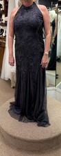 Adrianna Papell Red Beaded-Waist Sleeveless Tulle Evening Gown — listing 4