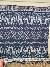 Handwoven Ikat Textile Panel with Anthropomorphic Ancestor Figure, Southeast Asian/Indonesian Tribal Weaving — listing 6