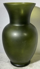 Vintage Green Frosted Satin Glass Bud Vase with Bulbous Genie Bottle Form — listing 6