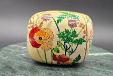 Hand-Painted Kashmiri Papier-Mâché Egg Trinket Box with Rooster & Hen Motif — listing 2