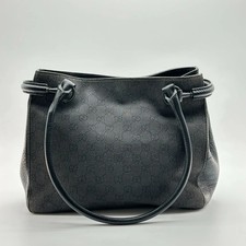 Canvas and Leather Tote Handbag with Horsebit / Bamboo Print, Maker Unmarked, listing 6