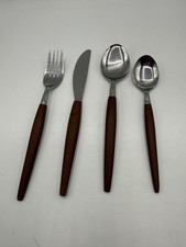 Mid-Century Modern Stainless Steel 5-Piece Place Setting with Hollow Tapered Handles