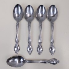 Pair of Stainless Steel Ornate Floral Pattern Tablespoons — listing 6