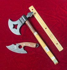 Vintage Hatchet and Knife Combo Set with Tooled Leather Sheaths — listing 4