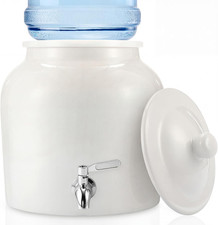 Ceramic Water Dispenser Crock with Southwestern Aztec Band Design and Plastic Spigot — listing 4