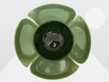 Mid-Century Green Drip Glaze Ceramic Lazy Susan Appetizer Serving Set — listing 5