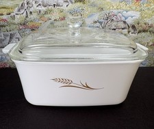 Vintage CorningWare Golden Wheat 10-Inch Square Casserole with Glass Lid (A-10-B / W-10-B) — listing 2