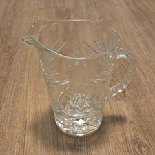 Small Clear Glass Creamer / Milk Pitcher with Applied Handle and Starburst Base — listing 5