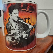 Vintage Elvis Presley Black Ceramic Pedestal Mug/Stein with Gold Jumpsuit Graphic — listing 6