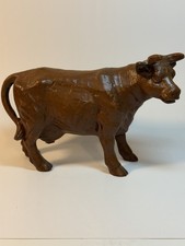 Vintage Hand-Carved Folk Art Wooden Cow Figure with Articulated Legs — listing 2