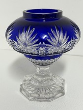 Cobalt Blue Cut-to-Clear Crystal Compote with Grape and Vine Motif, listing 4