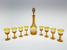 Bohemian Amber Glass Decanter with Hand-Painted Enamel Floral & Raised Gilt Decoration — listing 2