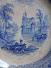 Antique Victorian Brown Transferware Ironstone Platter with Polychrome Floral Border — listing 3