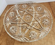 Vintage Pressed Glass Star & Fan Cut Serving Bowl, Clear, 10.5" — listing 4