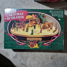 Musical Lighted Christmas Village Scene in Cloche Hat, Victorian Carolers Diorama