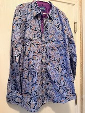 Resistol Men's Long Sleeve Button-Down Paisley Print Western Shirt with Orange Contrast Trim, Size 3XL