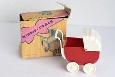 Vintage Plastic Baby Pram Crib Mobile Toy with Umbrella Canopy and Spinning Beads No visible marks