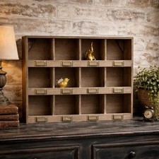 Rustic Pine Wood Cubby Storage Shelf / Wall Cabinet