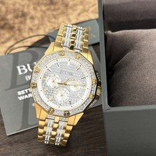Bulova Octava Men's Gold-Tone Pavé Crystal Chronograph Watch — listing 5