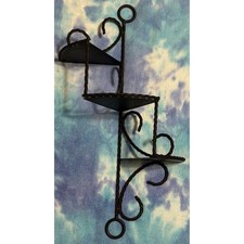 Pair of Vintage Wrought Iron Plant Stands with Cast Iron Openwork Tops, 15" Tall — listing 5