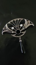 Art Nouveau Silver Footed Bowl with Repoussé Poppy and Whiplash Scroll Design, 13 in.