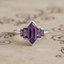 925 Sterling Silver Artisan Cuff Bracelet with Amethyst, 6.9", 30g — listing 5
