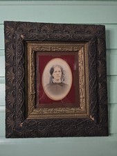 Photoengravure Portrait of a Woman in 1860s Dress, Mounted on Wood Block (Small, 10x13.5cm)