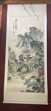 Vintage Chinese Silk Painting of Magpies and Plum Blossoms, Framed with Brocade Border — listing 4
