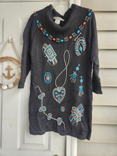 Vintage Victoria Jones Black Ramie/Cotton Beaded Floral Sweater with Crochet Trim — listing 3