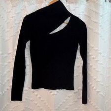 Cache Black Silk-Blend Cutout Long Sleeve Knit Top — listing 3