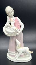 Porcelain Figurine of Girl in Flowered Hat with Puppy and Flowers — listing 3