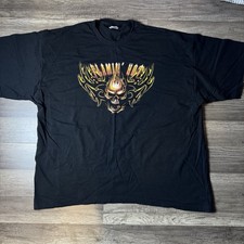 No Boundaries Flamin' Hot Flaming Skull Graphic T-Shirt, Black, Size L — listing 3